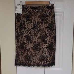 Black Lace Pencil Skirt Boho Coquette Whimsygoth Sarah Arizona Size Petite M